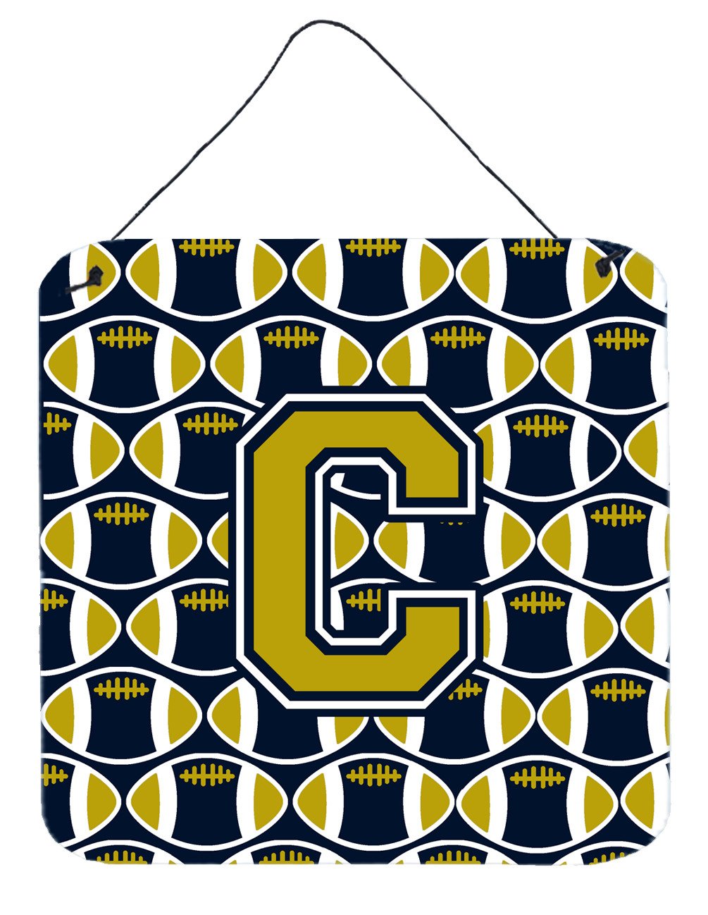 Letter C Football Blue and Gold Wall or Door Hanging Prints CJ1074-CDS66 by Caroline&#39;s Treasures