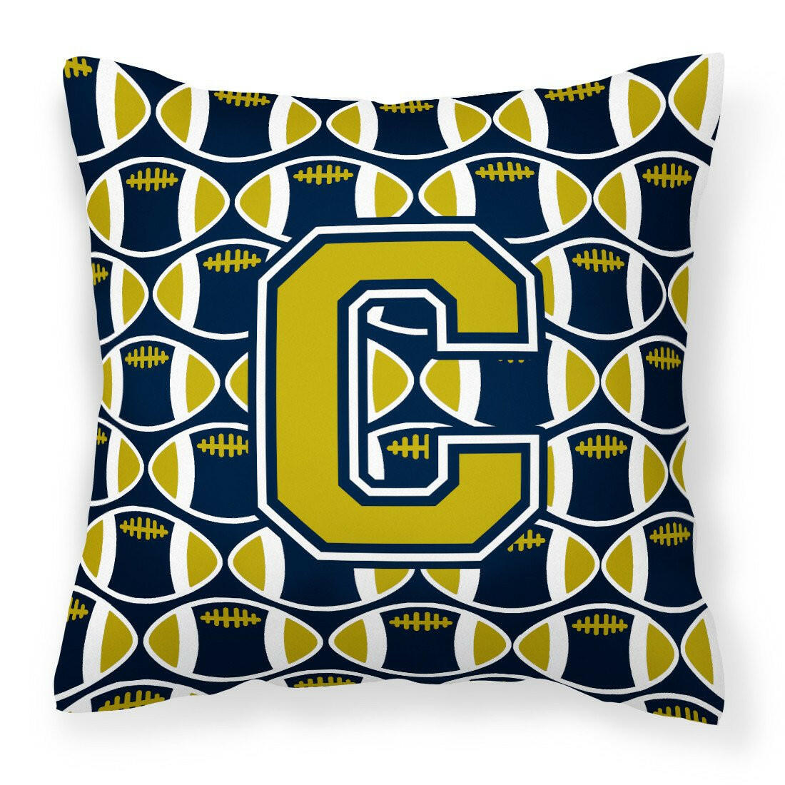 Letter C Football Blue and Gold Fabric Decorative Pillow CJ1074-CPW1414 by Caroline&#39;s Treasures