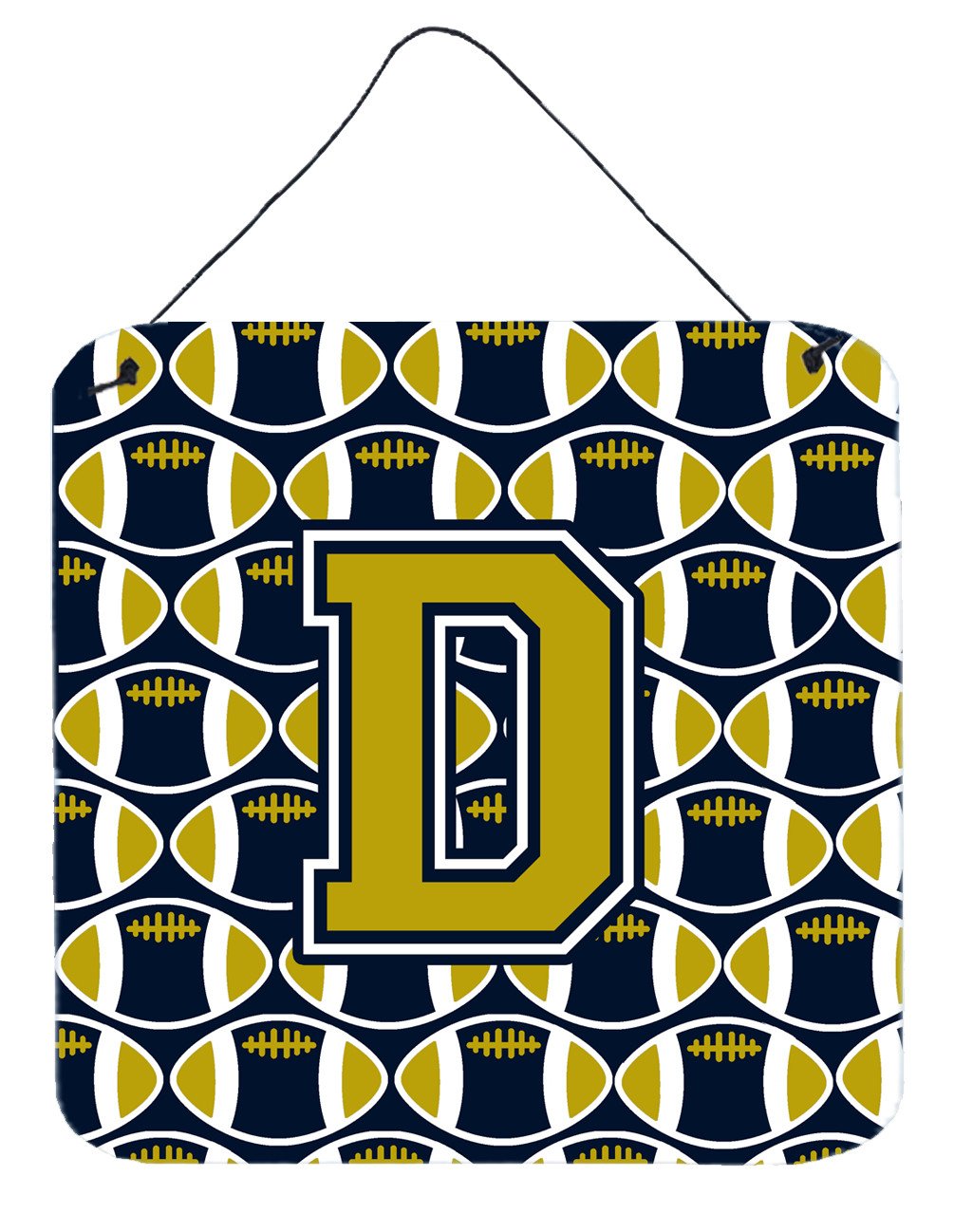 Letter D Football Blue and Gold Wall or Door Hanging Prints CJ1074-DDS66 by Caroline&#39;s Treasures