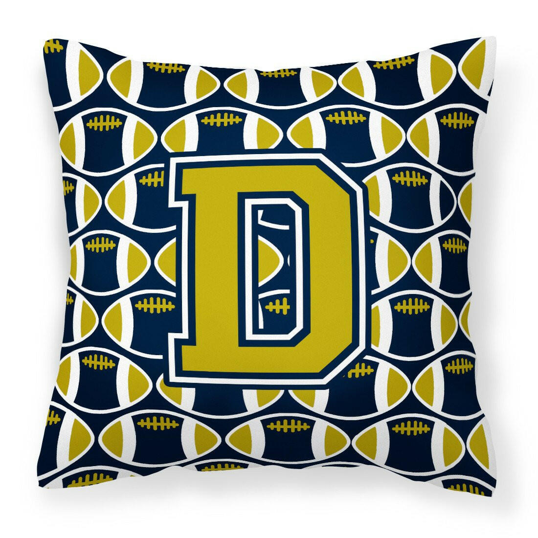 Letter D Football Blue and Gold Fabric Decorative Pillow CJ1074-DPW1414 by Caroline&#39;s Treasures