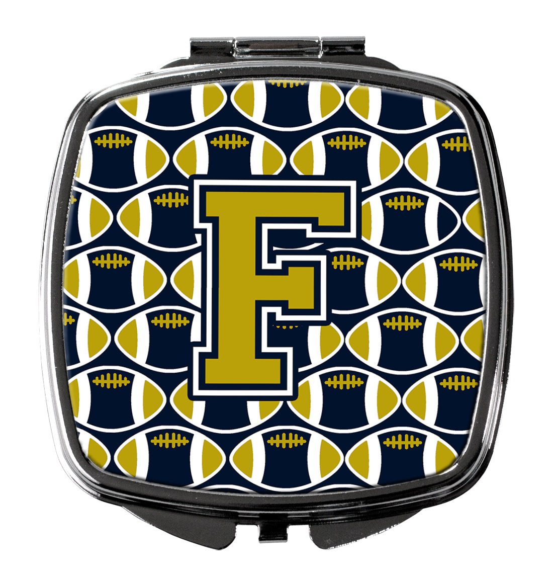 Letter F Football Blue and Gold Compact Mirror CJ1074-FSCM  the-store.com.
