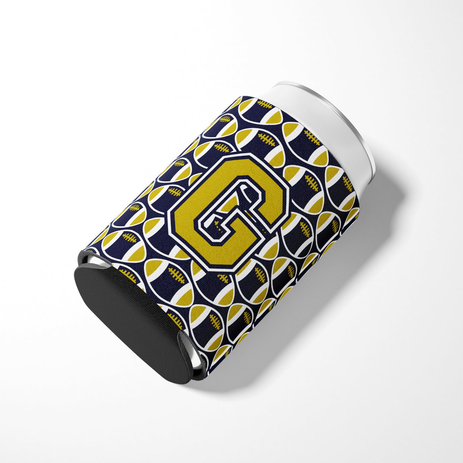 Letter G Football Blue and Gold Can or Bottle Hugger CJ1074-GCC