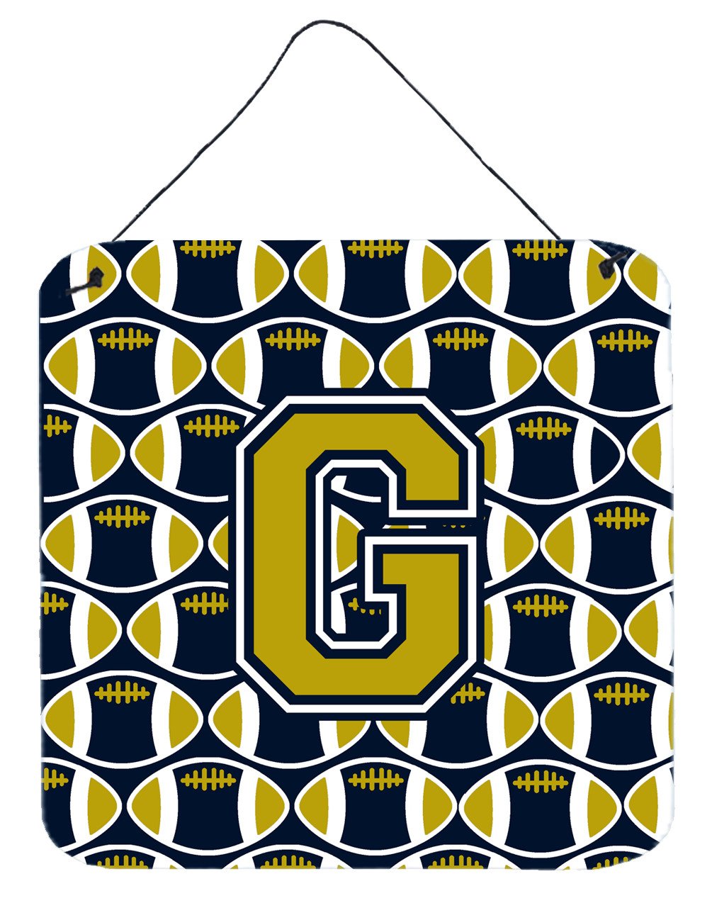 Letter G Football Blue and Gold Wall or Door Hanging Prints CJ1074-GDS66 by Caroline&#39;s Treasures