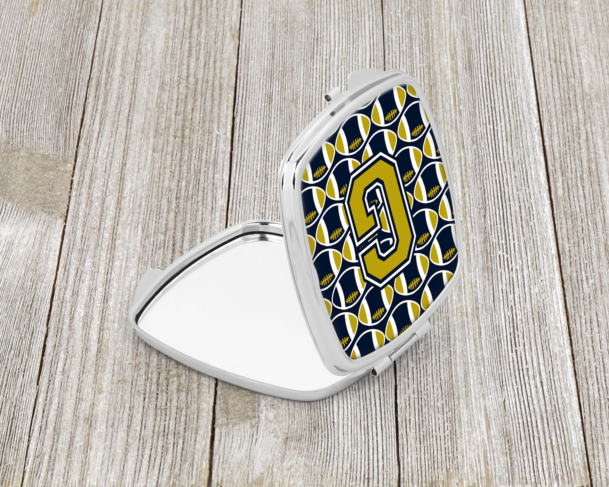 Letter G Football Blue and Gold Compact Mirror CJ1074-GSCM