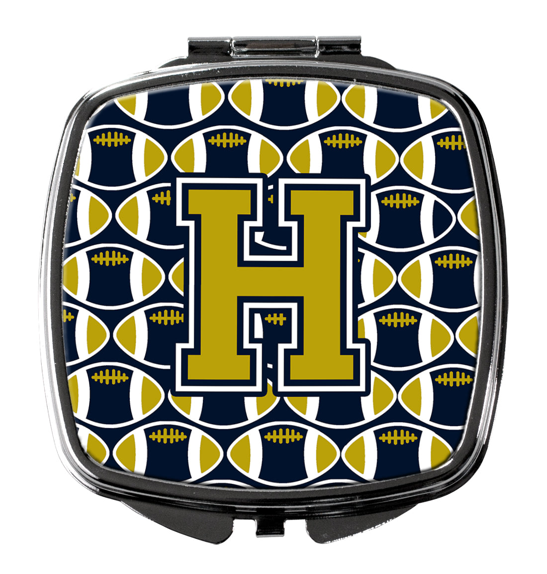 Letter H Football Blue and Gold Compact Mirror CJ1074-HSCM  the-store.com.