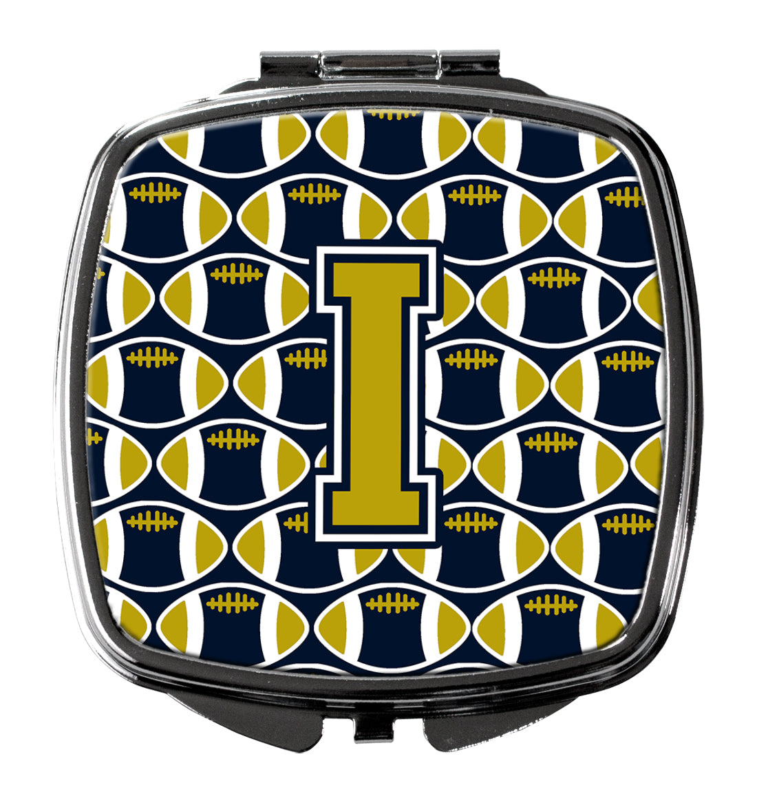 Letter I Football Blue and Gold Compact Mirror CJ1074-ISCM
