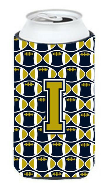 Letter I Football Blue and Gold Tall Boy Beverage Insulator Hugger CJ1074-ITBC by Caroline&#39;s Treasures