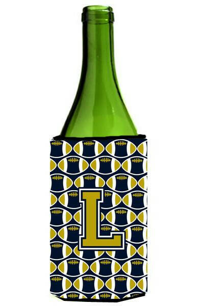 Letter L Football Blue and Gold Wine Bottle Beverage Insulator Hugger CJ1074-LLITERK by Caroline&#39;s Treasures