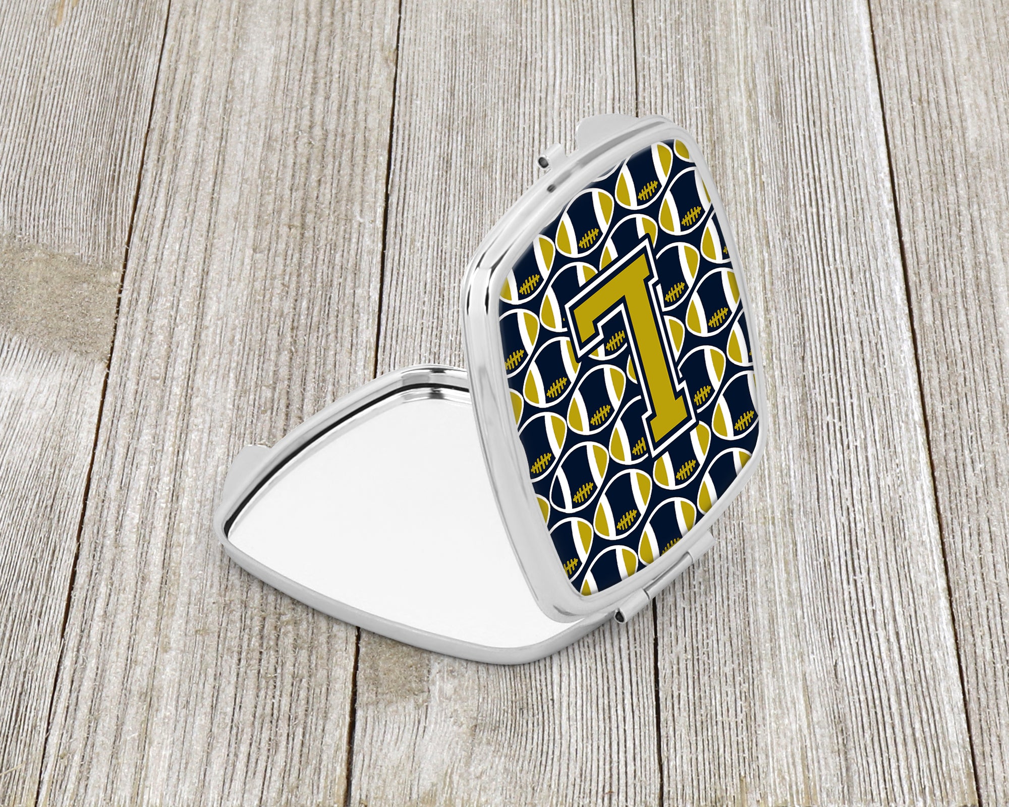 Letter L Football Blue and Gold Compact Mirror CJ1074-LSCM  the-store.com.