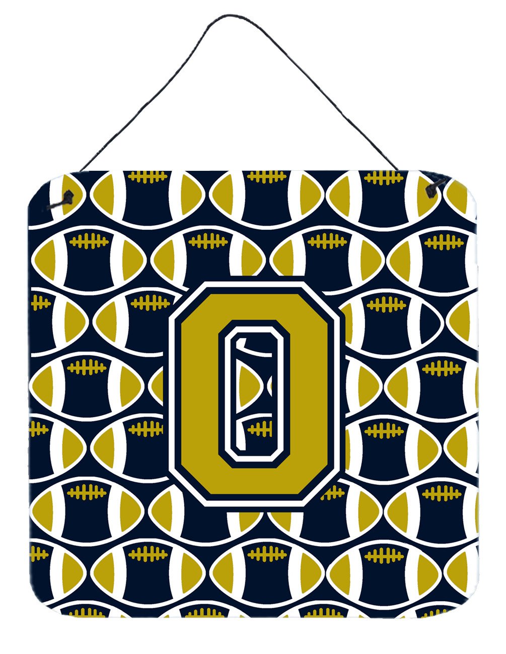 Letter O Football Blue and Gold Wall or Door Hanging Prints CJ1074-ODS66 by Caroline&#39;s Treasures
