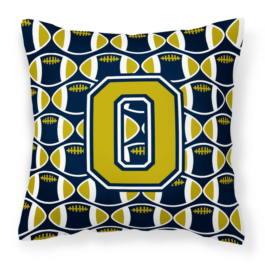 Letter O Football Blue and Gold Fabric Decorative Pillow CJ1074-OPW1414 by Caroline&#39;s Treasures