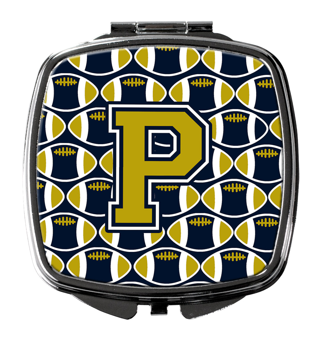 Letter P Football Blue and Gold Compact Mirror CJ1074-PSCM  the-store.com.