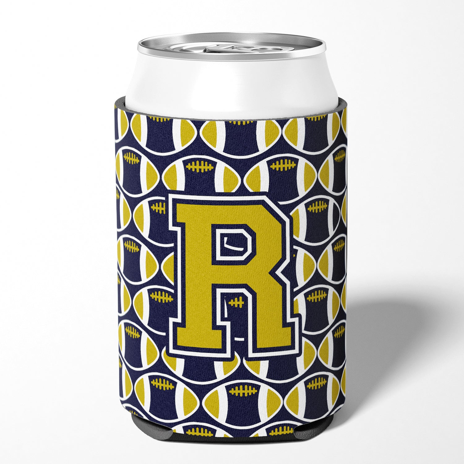 Letter R Football Blue and Gold Can or Bottle Hugger CJ1074-RCC