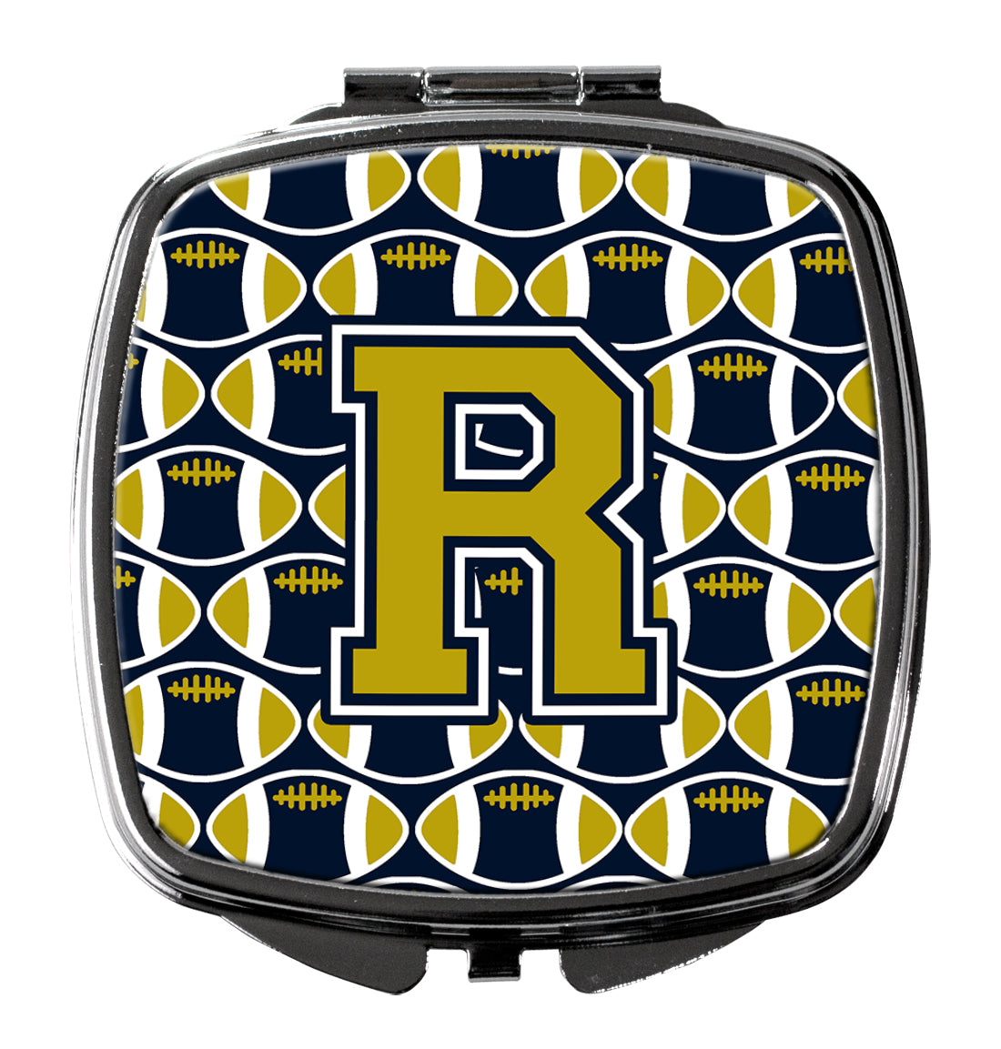 Letter R Football Blue and Gold Compact Mirror CJ1074-RSCM  the-store.com.