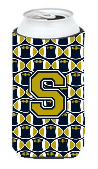 Letter S Football Blue and Gold Tall Boy Beverage Insulator Hugger CJ1074-STBC by Caroline&#39;s Treasures