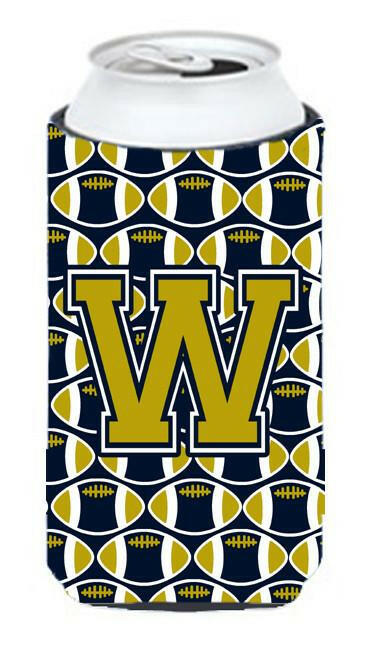Letter W Football Blue and Gold Tall Boy Beverage Insulator Hugger CJ1074-WTBC by Caroline&#39;s Treasures