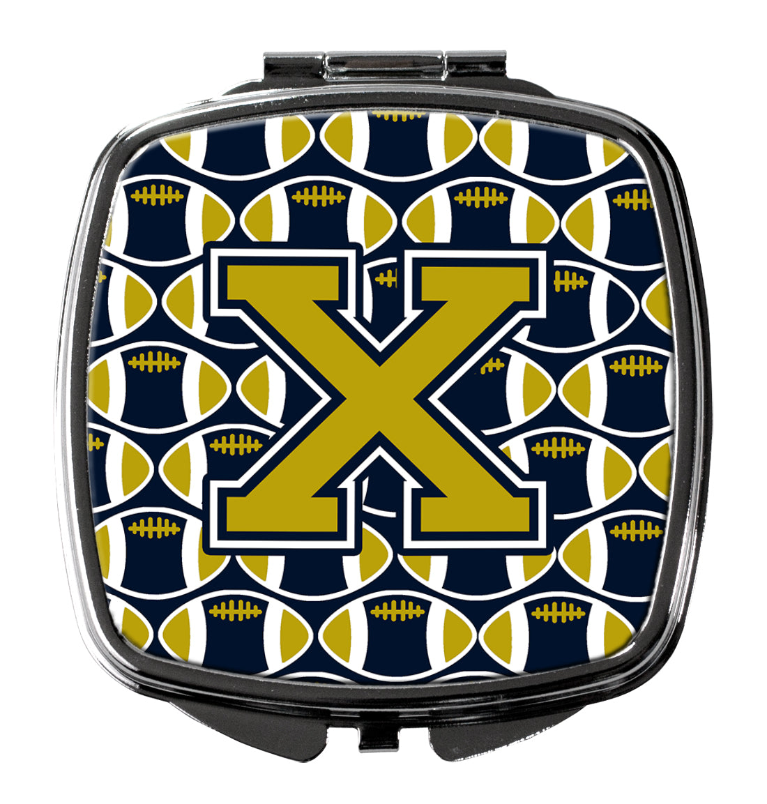 Letter X Football Blue and Gold Compact Mirror CJ1074-XSCM