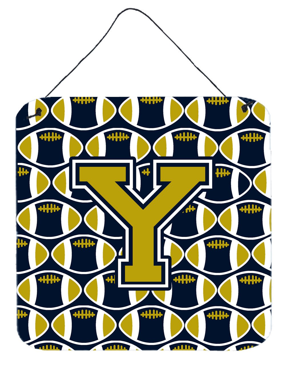 Letter Y Football Blue and Gold Wall or Door Hanging Prints CJ1074-YDS66 by Caroline&#39;s Treasures