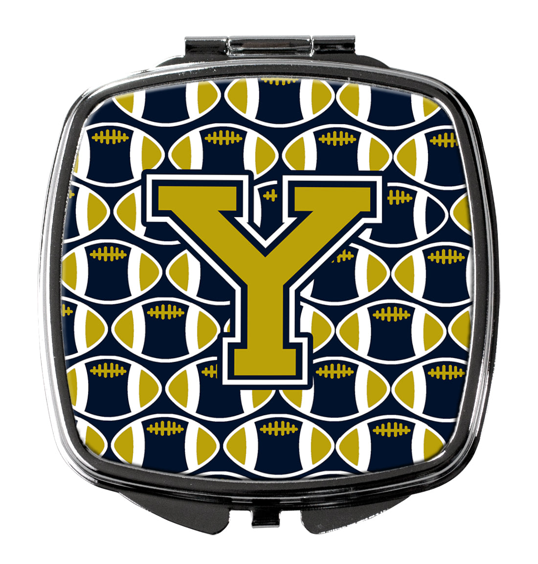 Letter Y Football Blue and Gold Compact Mirror CJ1074-YSCM  the-store.com.