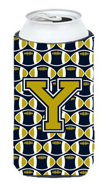 Letter Y Football Blue and Gold Tall Boy Beverage Insulator Hugger CJ1074-YTBC by Caroline&#39;s Treasures