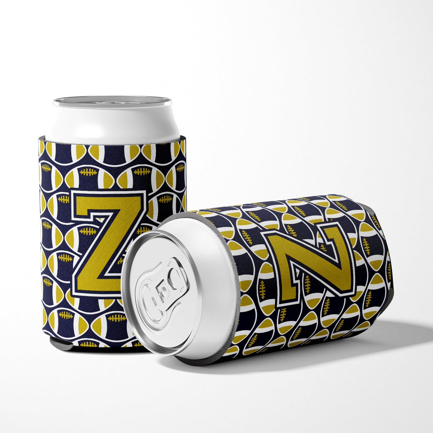 Letter Z Football Blue and Gold Can or Bottle Hugger CJ1074-ZCC.