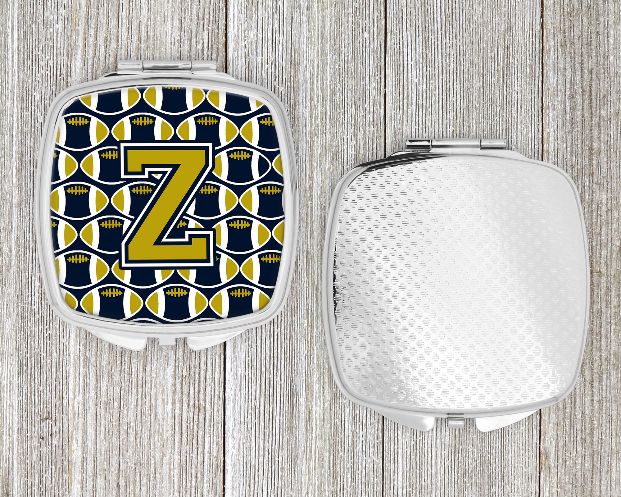 Letter Z Football Blue and Gold Compact Mirror CJ1074-ZSCM  the-store.com.