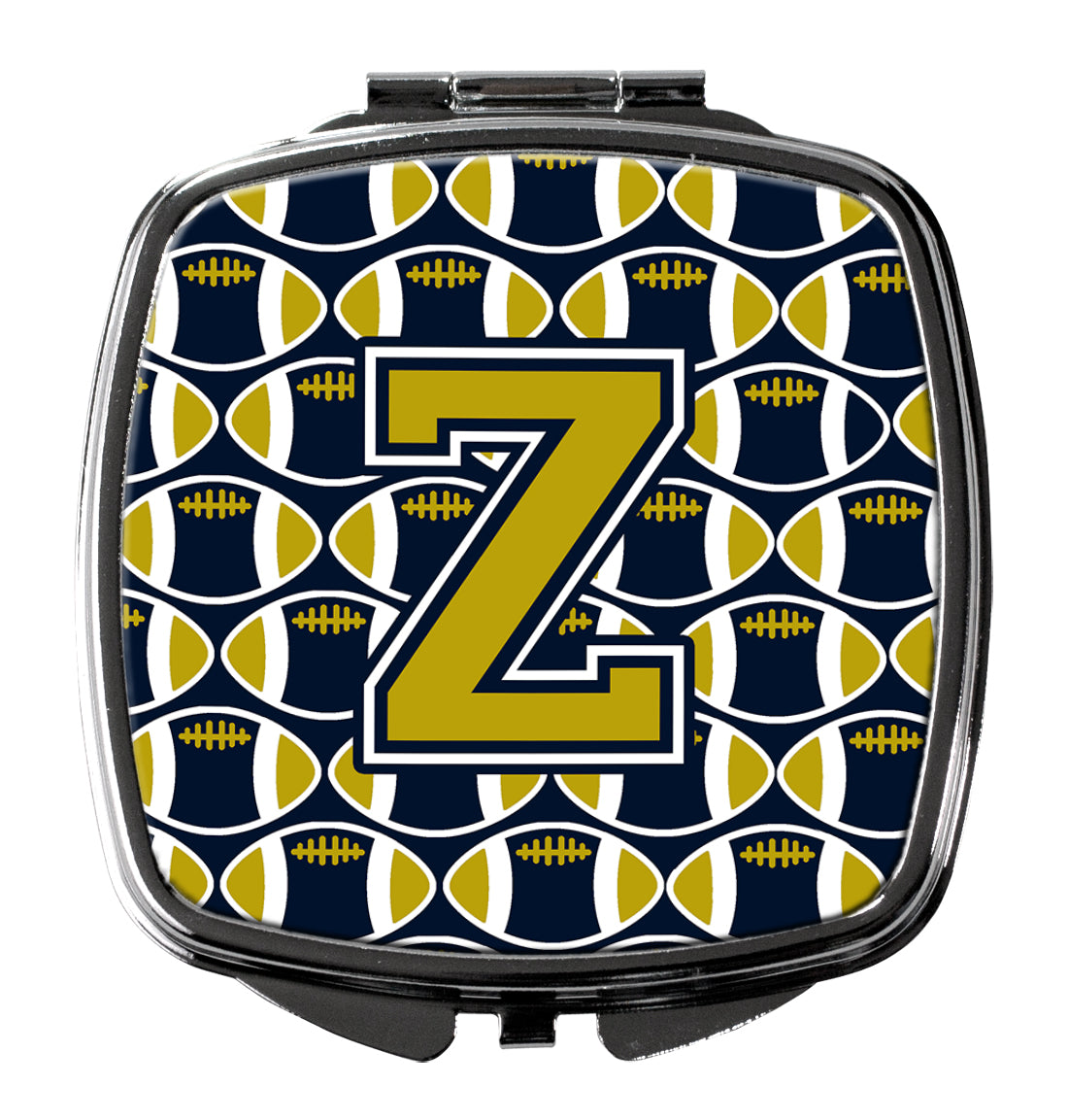 Letter Z Football Blue and Gold Compact Mirror CJ1074-ZSCM