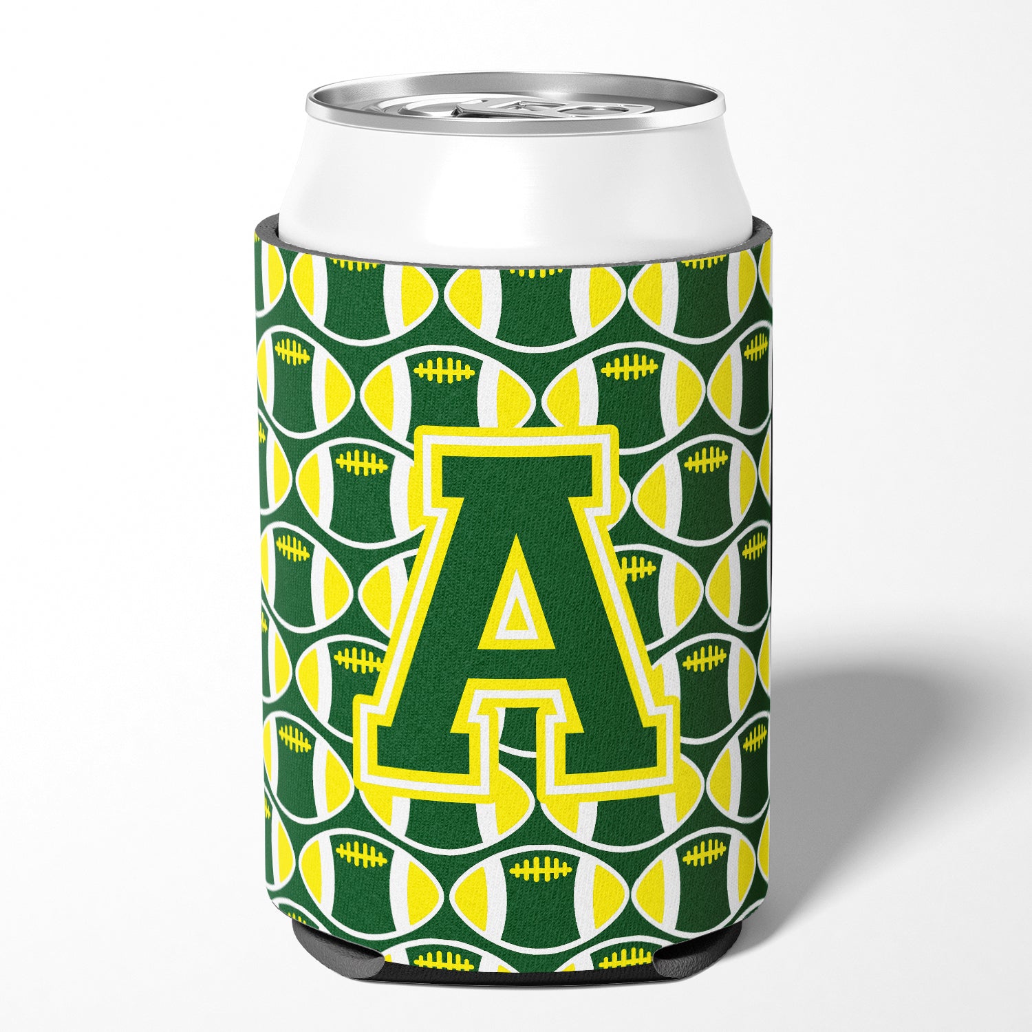 Letter A Football Green and Yellow Can or Bottle Hugger CJ1075-ACC