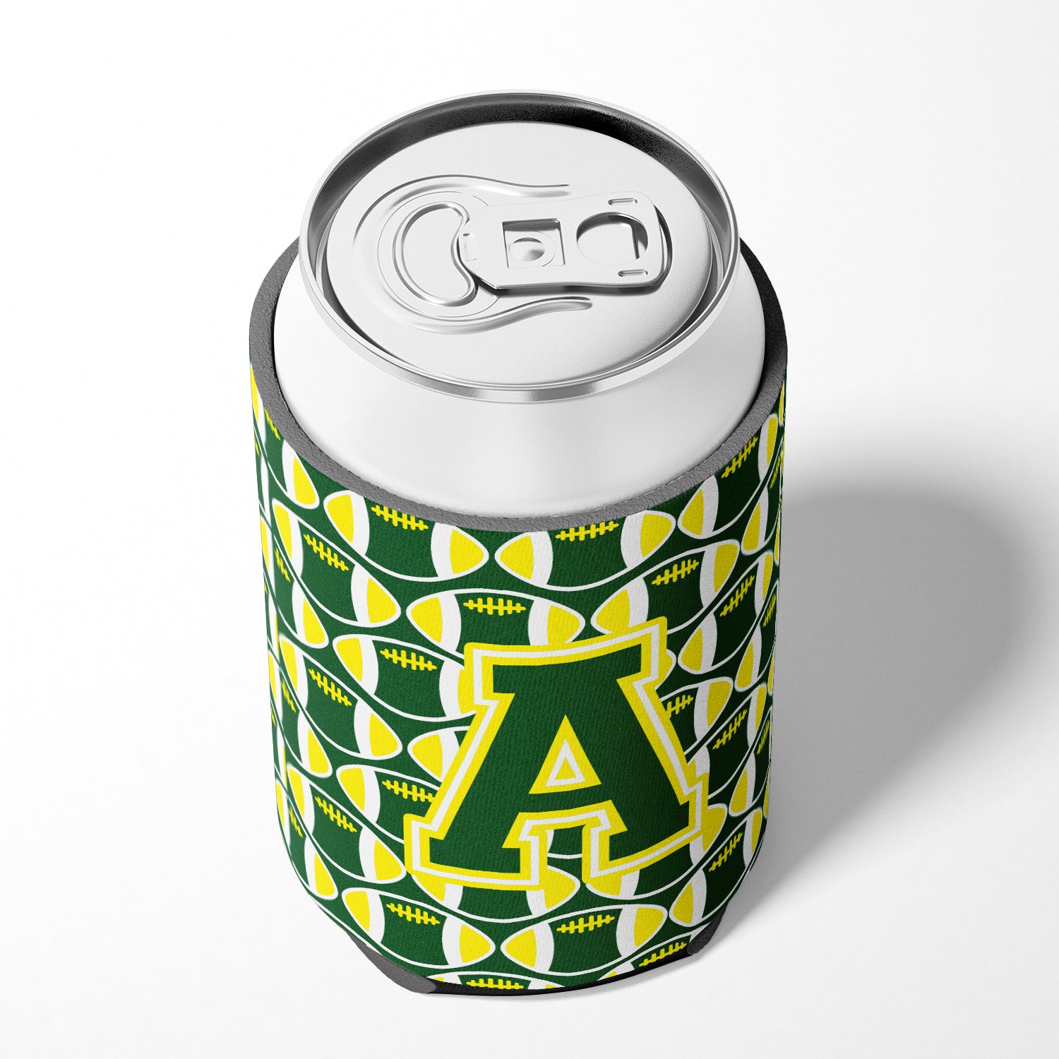 Letter A Football Green and Yellow Can or Bottle Hugger CJ1075-ACC.