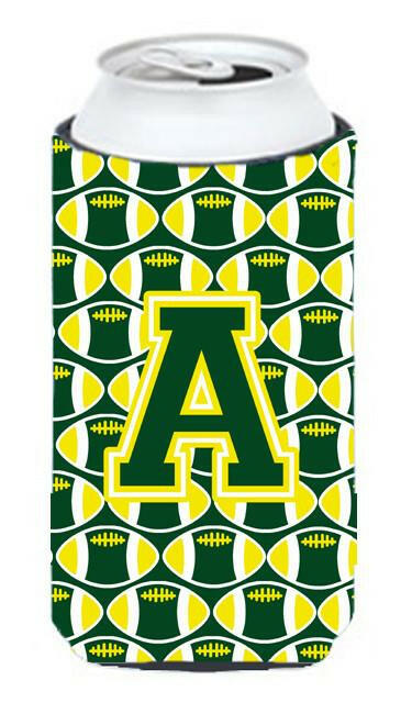 Letter A Football Green and Yellow Tall Boy Beverage Insulator Hugger CJ1075-ATBC by Caroline&#39;s Treasures