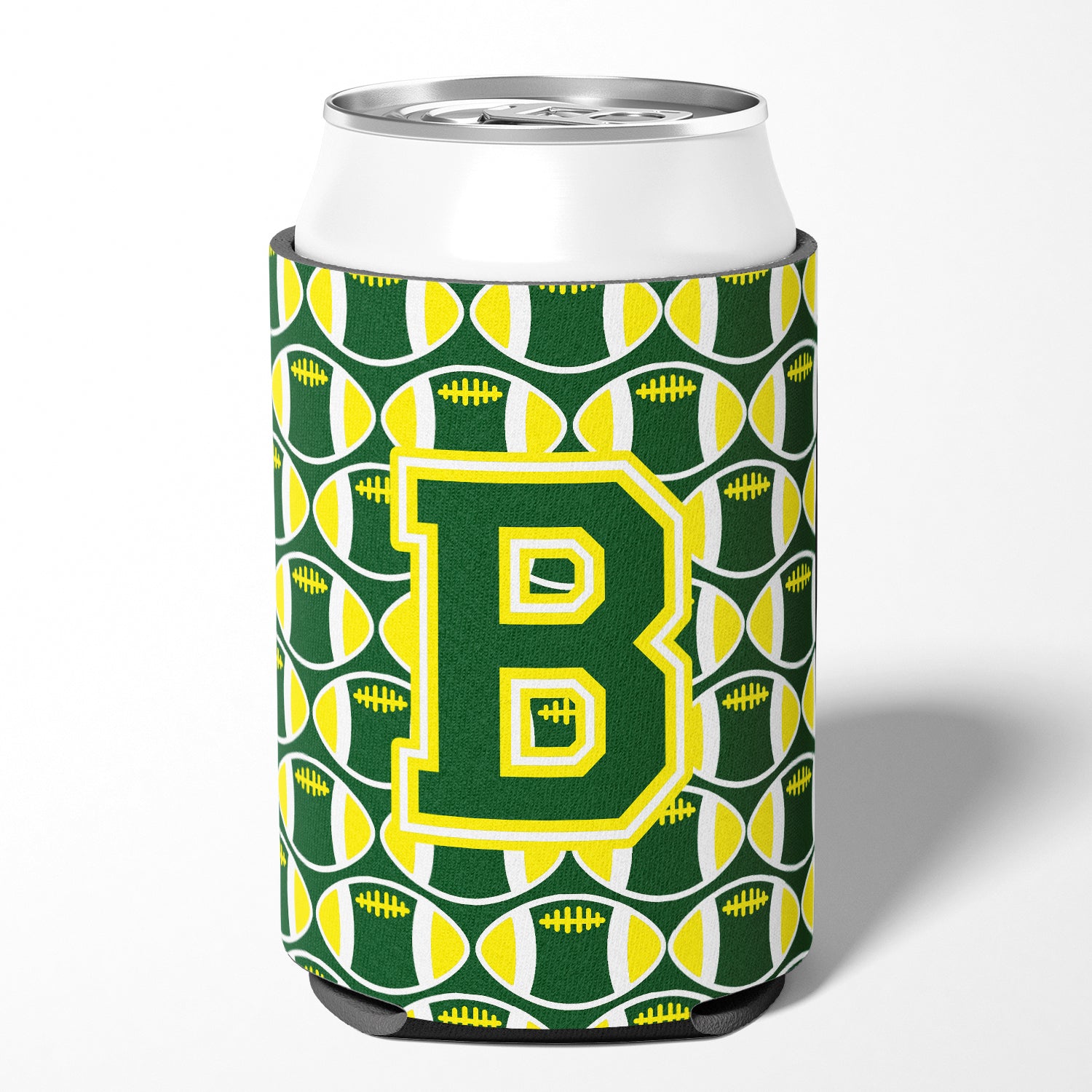Letter B Football Green and Yellow Can or Bottle Hugger CJ1075-BCC