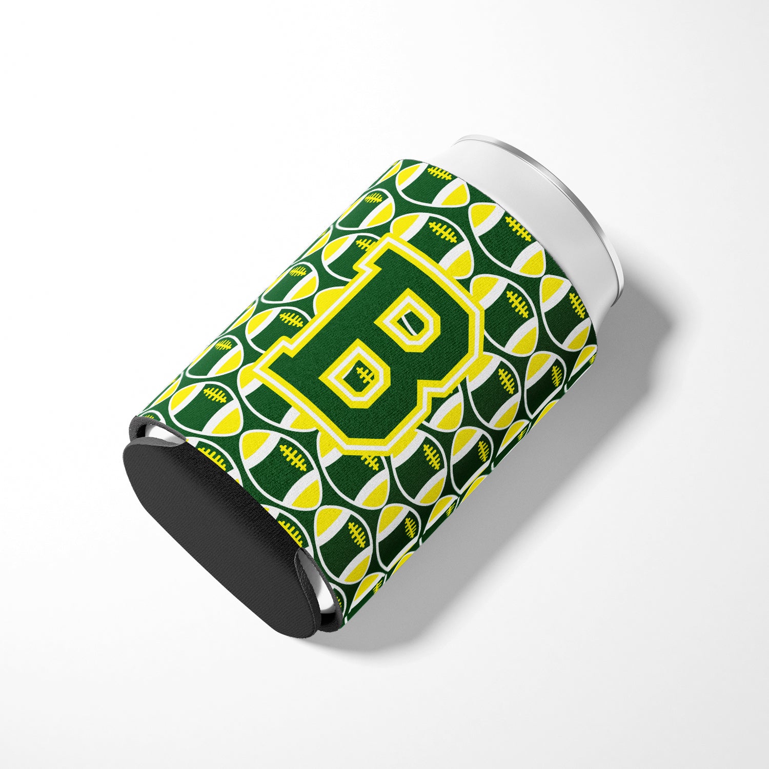 Letter B Football Green and Yellow Can or Bottle Hugger CJ1075-BCC.