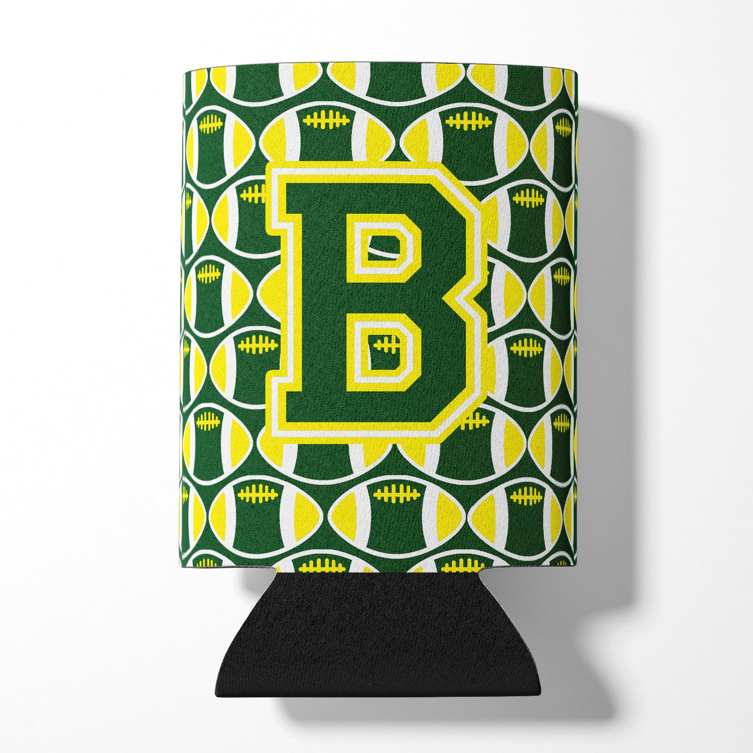 Letter B Football Green and Yellow Can or Bottle Hugger CJ1075-BCC.