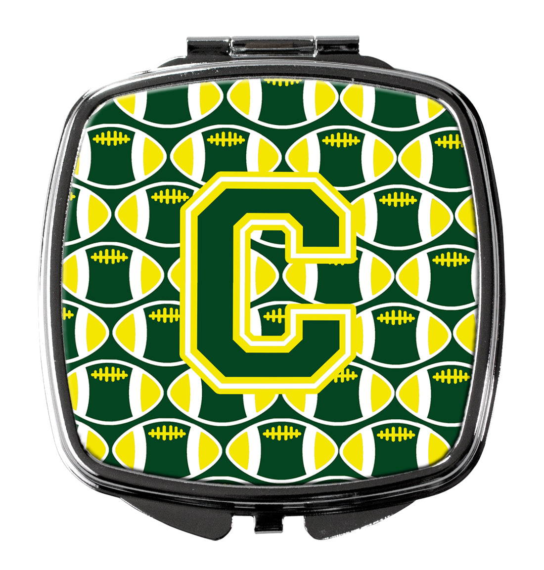 Letter C Football Green and Yellow Compact Mirror CJ1075-CSCM