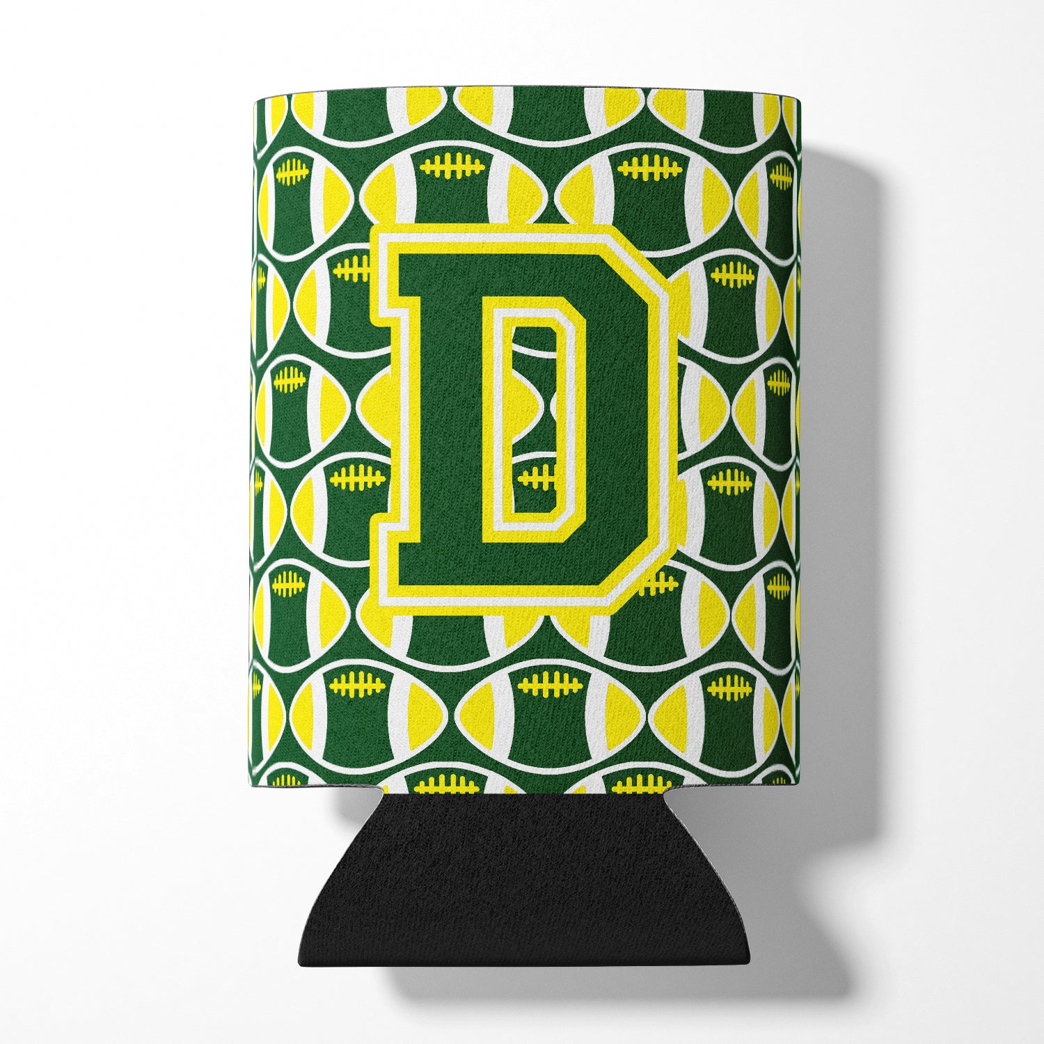 Letter D Football Green and Yellow Can or Bottle Hugger CJ1075-DCC.