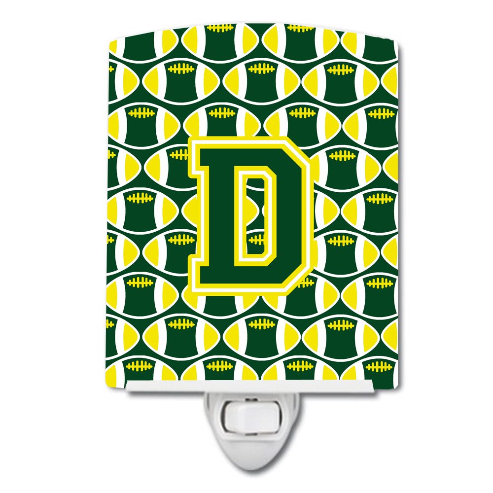 Letter D Football Green and Yellow Ceramic Night Light CJ1075-DCNL - the-store.com