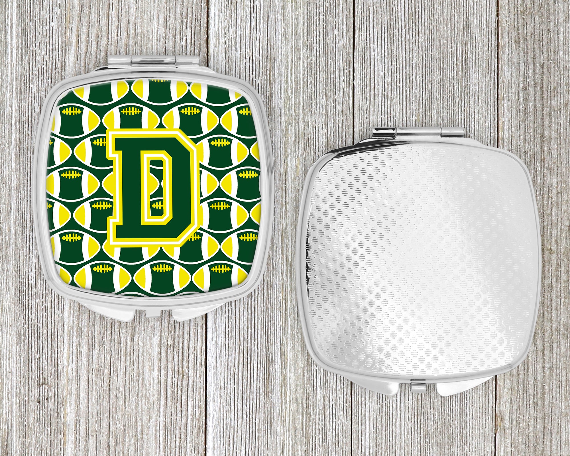 Letter D Football Green and Yellow Compact Mirror CJ1075-DSCM