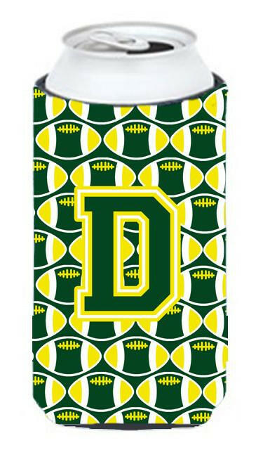 Letter D Football Green and Yellow Tall Boy Beverage Insulator Hugger CJ1075-DTBC by Caroline&#39;s Treasures