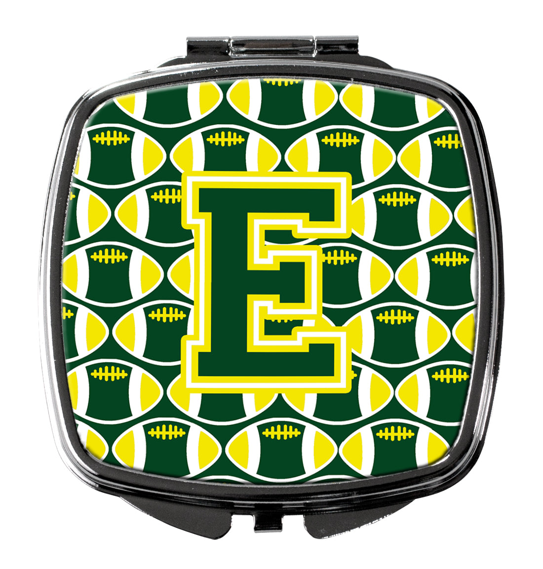 Letter E Football Green and Yellow Compact Mirror CJ1075-ESCM