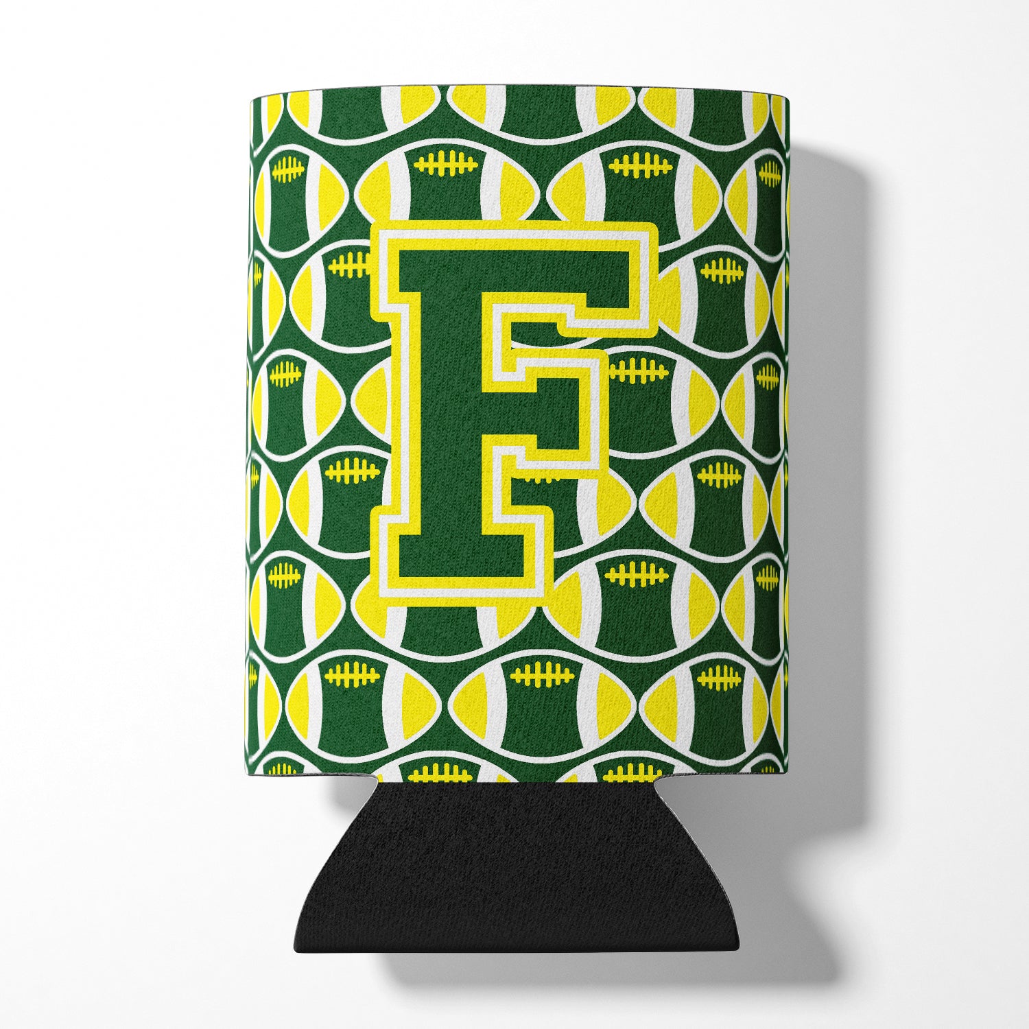 Letter F Football Green and Yellow Can or Bottle Hugger CJ1075-FCC.