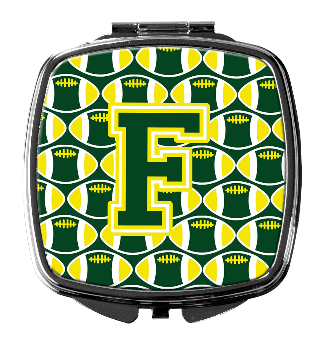 Letter F Football Green and Yellow Compact Mirror CJ1075-FSCM