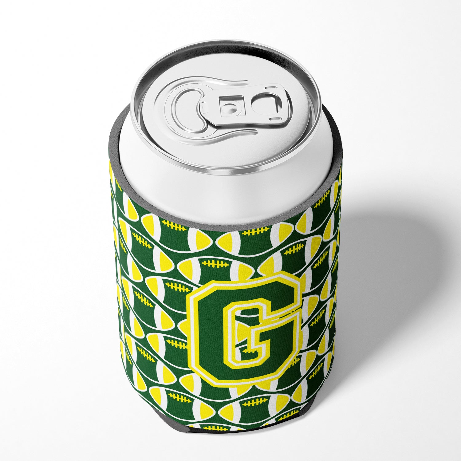 Letter G Football Green and Yellow Can or Bottle Hugger CJ1075-GCC.