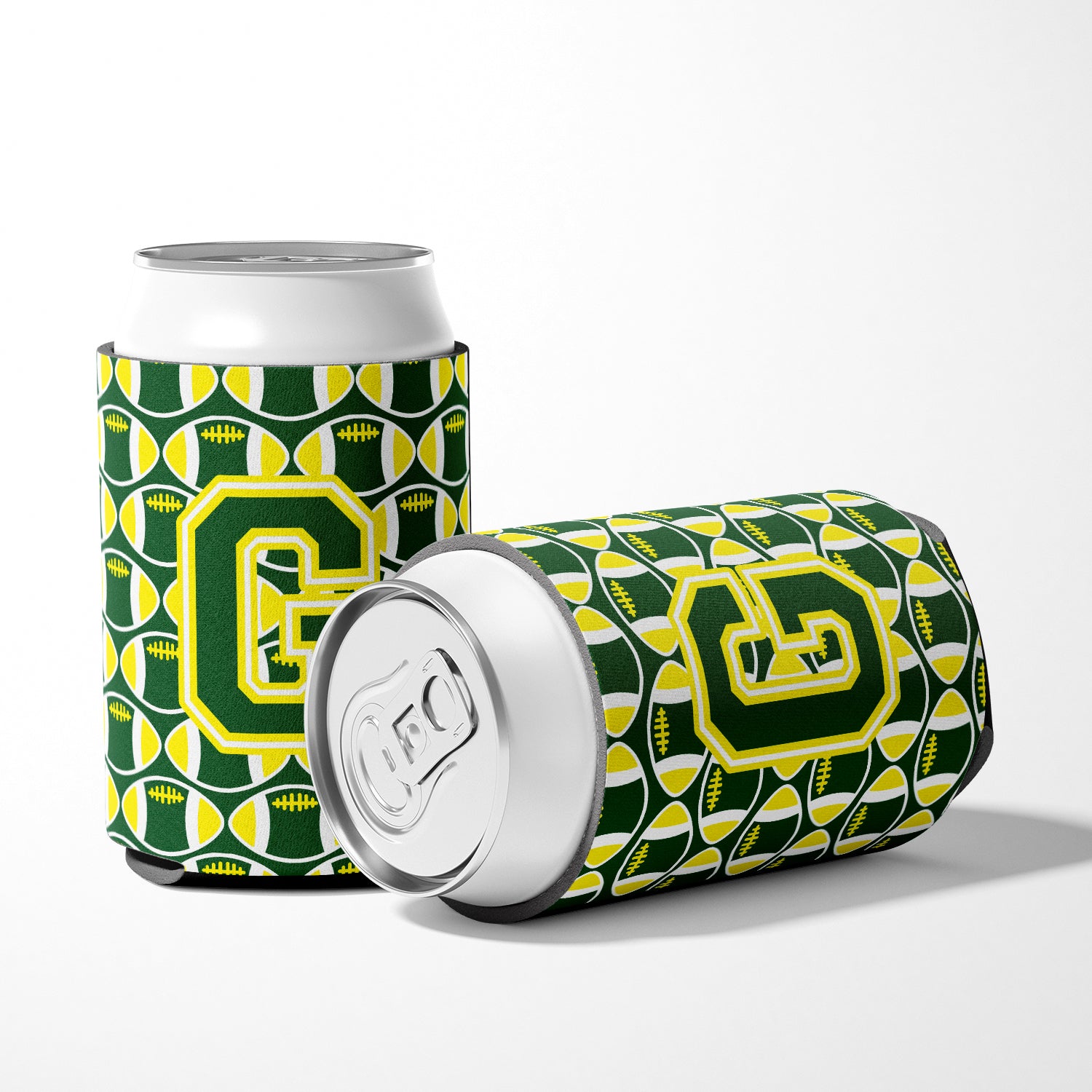 Letter G Football Green and Yellow Can or Bottle Hugger CJ1075-GCC.