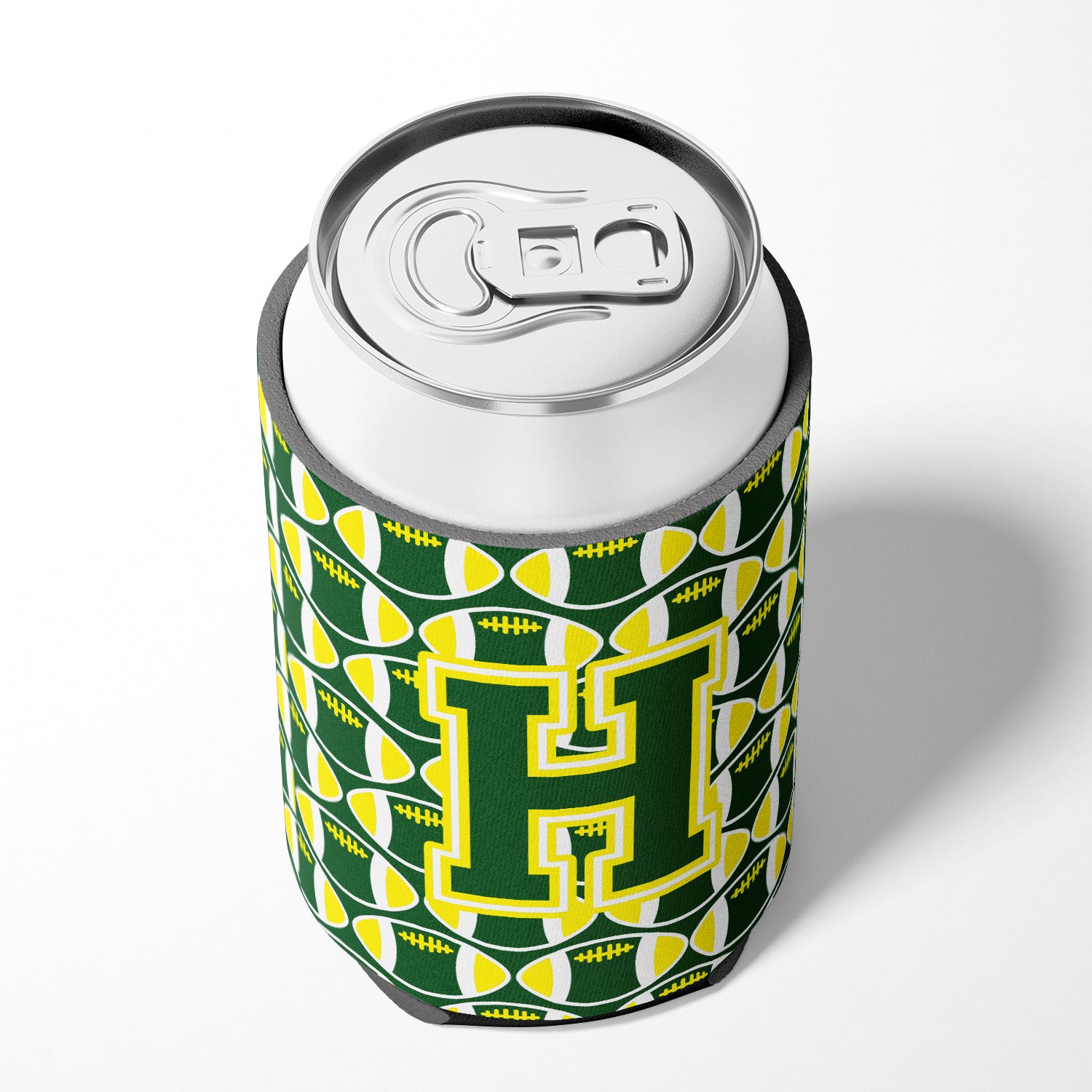 Letter H Football Green and Yellow Can or Bottle Hugger CJ1075-HCC