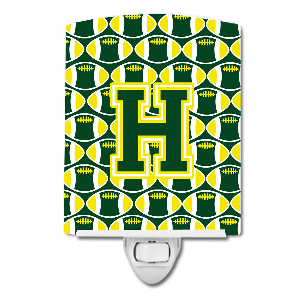 Letter H Football Green and Yellow Ceramic Night Light CJ1075-HCNL - the-store.com