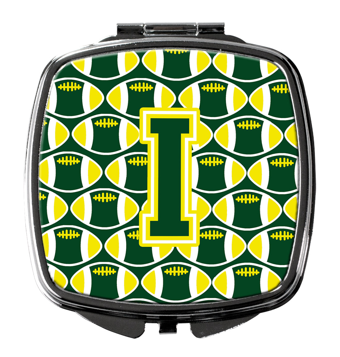 Letter I Football Green and Yellow Compact Mirror CJ1075-ISCM