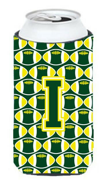Letter I Football Green and Yellow Tall Boy Beverage Insulator Hugger CJ1075-ITBC by Caroline&#39;s Treasures