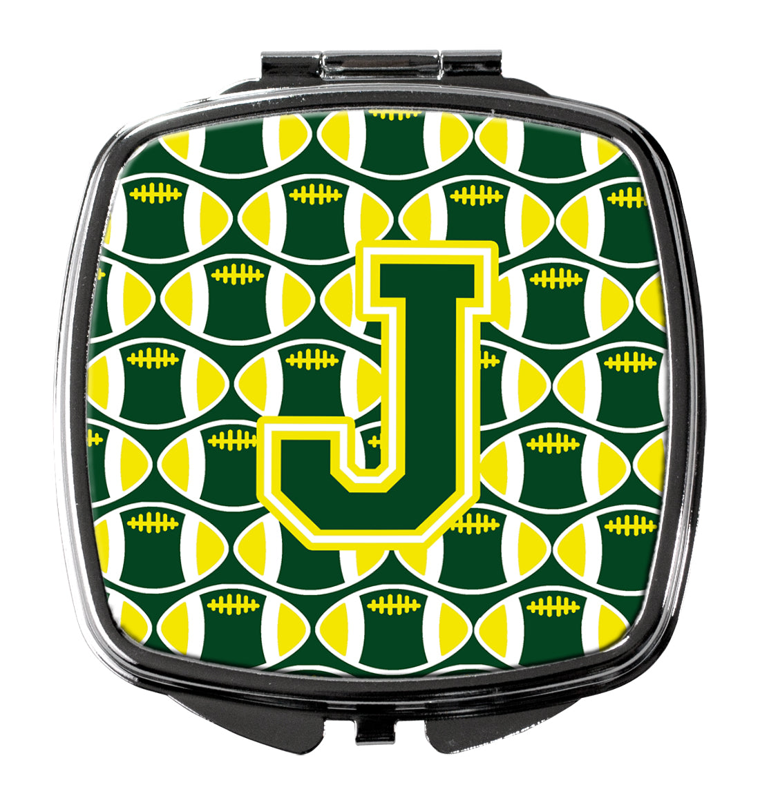 Letter J Football Green and Yellow Compact Mirror CJ1075-JSCM  the-store.com.