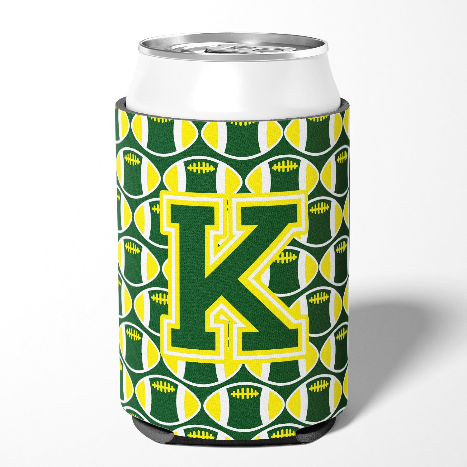 Letter K Football Green and Yellow Can or Bottle Hugger CJ1075-KCC
