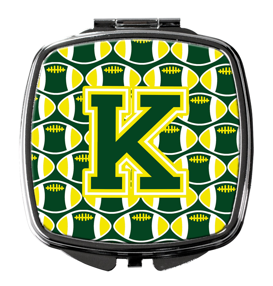 Letter K Football Green and Yellow Compact Mirror CJ1075-KSCM  the-store.com.